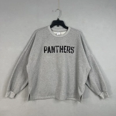 Carolina Panthers Sudadera Mujer Grande Gris NFL Fútbol Lentejuelas Cuello Redondo Foto 1 de 4