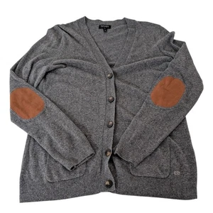 Escada Sport Ellenbogen Patches Cardigan Damen Größe Small Medium grau Angora V-Ausschnitt - Bild 1 von 15