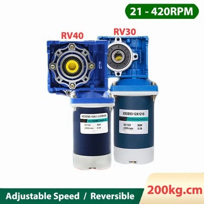 Worm Gear Motor 90W DC 12V 24V 35RPM-420RPM Self-Locking High Torque RV30/40 - Image 1 of 4