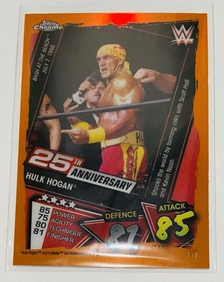 2021 Topps Chrome Attax Orange Refractor /25 25th Anniversary Hulk Hogan WWE HOF - Image 1 of 3