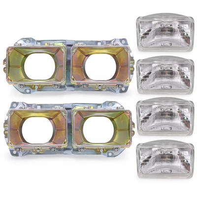 Set Head Light Lamp With Bases Bezels Fits Datsun Nissan 720 Pickup 1980 1991 Foto 1 de 4