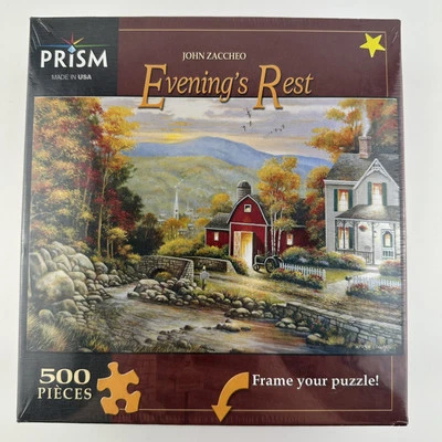 Evenings Rest Jigsaw Puzzle by John Zaccheo 500 Piece Made in USA House Barn NEW - Image 1 of 4