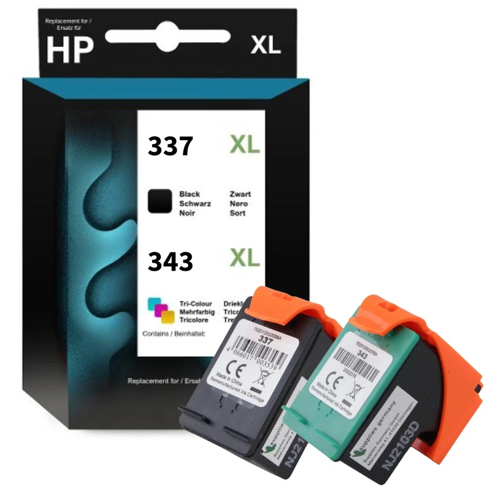 Patronen XL Black & Color für HP 337 & 343 6318 6310 6310 XI 6315 6313 6304 - Bild 1 von 1