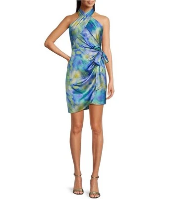 NWT Belle by Badgley Mischka Lexi Halter Twist Front Wrap Dress Sz 2 - Image 1 of 4