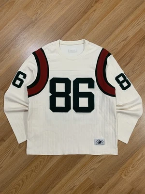 Sz S - Aime Leon Dore Ribbed Numbered Football Jersey (White) ALD Knit L/S - Image 1 of 4