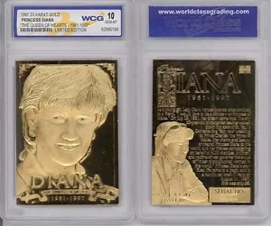 *1997 PRINCESA DIANA* TARJETA DE ORO 23 K - GEMA GRADUADA - COMO NUEVA 10, GENUINA *RARA* - Imagen 1 de 2