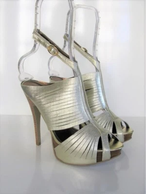 Sandalias de plataforma N.Y.L.A tacones enjaulados, plateadas, 7,5, ¡NUEVAS SIN CAJA! Foto 1 de 4