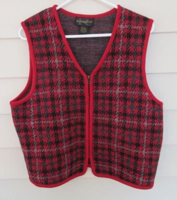 De Colección Requisitos Talla Grande Para Mujer Rojo A Cuadros Lana Suéter Cremallera Chaleco Cremallera Completa Y2K Foto 1 de 4