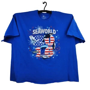 T-shirt uomo grafica Sea World 2016 logo patriottico blu bianco 100% cotone 5XL - Foto 1 di 4