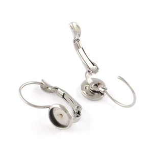 10 Stck. 304 Edelstahl Leverback Ohr Draht Creolen Ohrring Fassung Rohling 6 mm Tablett - Bild 1 von 1