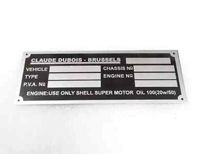DATA PLATE FOR SHELBY EUROPA COBRA CLAUDE DEBOIS BRUSSELS MUSTANG CARROLL #316-8 - Bild 1 von 7