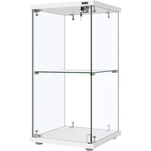 2-Shelf Glass Display Cabinet Glass Curio Cabinet Display Trophy Case Bookshelf - Picture 1 of 7