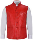 Waistcoat Button 100% Western Red Vest Coat Men Real Lambskin Leather Jacket