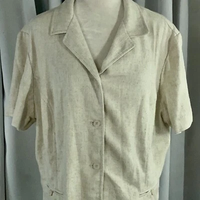 Top VINTAGE Requisitos Mujer 18 Avena Mezcla de Lino Safari Dobladillo Ventilado Neutro Foto 1 de 4