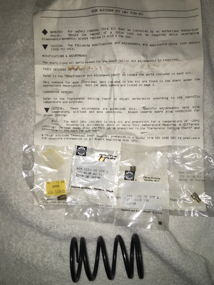 SKI-DOO High Altitude Carburetor Kit 861-7189 - Skandic Nordik Blizzard Alpine - Image 1 of 1