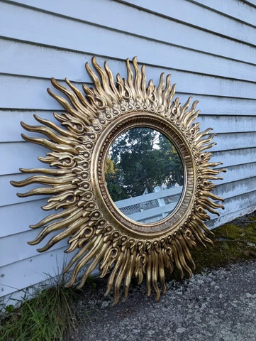 Mid-Century Syroco Sunburst Wall Mirror 48"x48" Cover