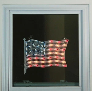 American Flag Indoor/Ootdoor Lighted Memorial Day Decoration Red White Blue Ligh - Picture 1 of 6