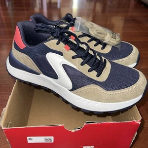 SKECHERS Fury Beige Blue Men's Shoes Sports Casual Memory Foam Sneaker Moda New - Picture 1 of 7