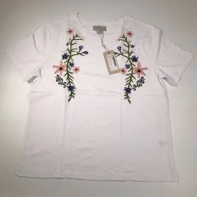 Coast Ladies White Trailing Floral Embroidered T-Shirt Size M - BNWT - Image 1 of 4