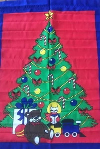 CHRISTMAS TREE PRESENTS SCREEN PRINTED FLAG BANNER NYLON 29" X 41.5 NEW - Picture 1 of 1