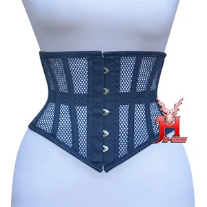 UnterbrustKorsett corsage Baumwolle Schwarz  Netz Underbust Navy Blue Mesh - Picture 1 of 6