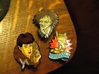Three Ghouls Press Set Of 3 Pins - Sinister Scary Funny Robot Man Woman Badges