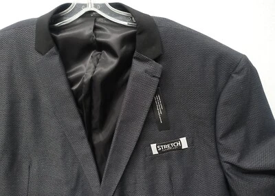 Blazer elástico JF J. FERRAR~NUEVO CON ETIQUETAS $160~STyLiSH PARA HOMBRES 58R GRIS/NEGRO ESPIGA Foto 1 de 4