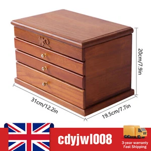 Large Capacity Wooden Jewelry Box Jewelry Organizer w/ 4 Layers & Drawers Mirror - Picture 1 of 13