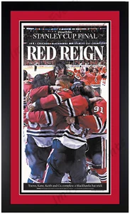 Chicago Blackhawks Stanley Cup Champions 2015 ¡Impresión de periódico mate y enmarcada! - Imagen 1 de 1