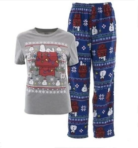 SNOOPY Pajamas Set PEANUTS Lounge Pants NeW Men's Medium M NeW 32"-34" Shirt Pjs - Picture 1 of 6