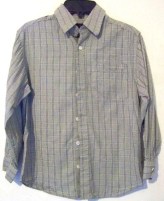 Рубашка на пуговицах George для мальчиков зеленая в полоску размер средний 8-10 б/у в отличном состоянии!!! - Изображение 1 из 2