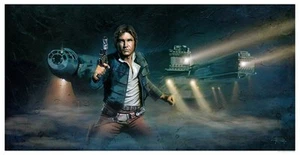Han Solo Halcón Milenario en Exogorth Asteroide Grande Star Wars Impresión de Bellas Artes - Imagen 1 de 1