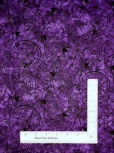 Halloween Spider Webs Fabric Purple Silver Glitter Cotton Fabric Traditions Yard - Picture 1 of 1