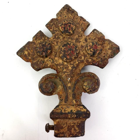 Antique Cast Iron Wrought Fence Finial Topper Hammered Arts & Crafts Cover