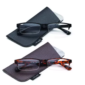 Occhiali da lettura nero marrone mezza montatura lettori stile classico alla moda uomo - Foto 1 di 10