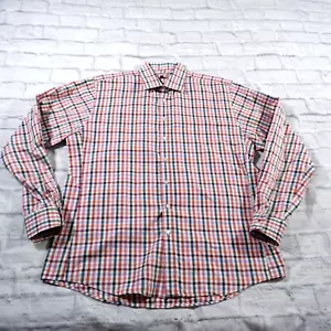 Thomas Pink Slim Fit Multicolor Gingham Plaid Long Sleeve Mens Shirt 17.5 - Picture 1 of 8