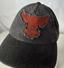 Harley-Davidson Motor Cycles Hat Cap Eagle Logo Spellout OSFM Distressed Look
