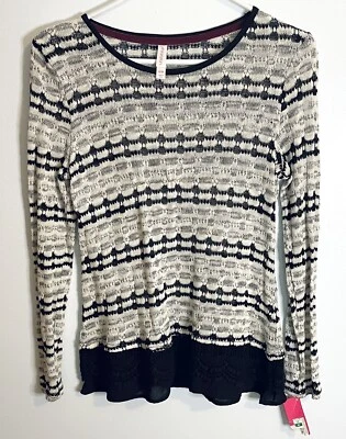 XHILARATION SUÉTER MUJER JUNIOR TEJIDO MARFIL NEGRO GRIS MANGA LARGA TALLA MED Foto 1 de 4