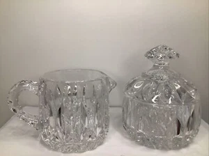 Vintage Lead Crystal Cream And Sugar Bowl Gorham Althea German In Box - Picture 1 of 5