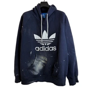 Vintage ADIDAS Originals Big Trefoil Men's Blue Logo Hoodie Perfect DIY Paint XL - Picture 1 of 8