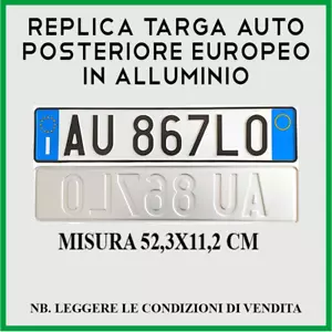 REPLICA TARGA AUTO ITALIANA RILIEVO ART.102 D.LGS285/92 /POSTERIORE1 - Imagen 1 de 4