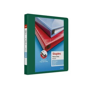 Staples Heavy Duty 1" 3-Ring View Binder Green (24670) 82708 - Picture 1 of 6
