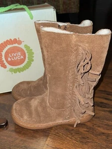 LIVIE & LUCA Matilda Jane Größe 10 SONOMA WILDLEDER STIEFEL camel Fransen NEU - Bild 1 von 10