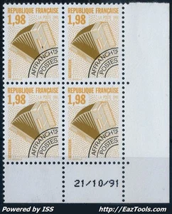 FRANCE PREO N° 214 COIN DATE 21/10/1991 NEUF ** SANS CHARNIÈRE - Picture 1 of 2