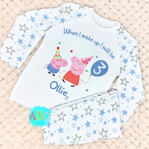 Personalised Boys When I Wake Up George and Peppa Pig Birthday Pyjamas, 6M-10 - Picture 1 of 8