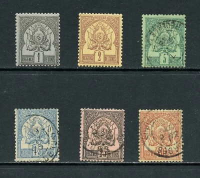 M807  Tunisia  1888   Coat of Arms  SHORT-SET   6v.   MLH & used - Image 1 of 2