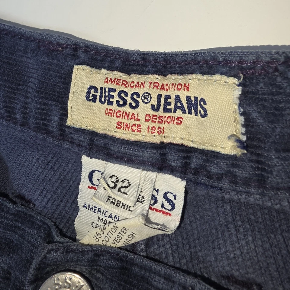 Pantalones de pana Guess para mujer 32 (29) azules tiro alto ajustados cónicos mezcla de algodón EE. UU. Foto 1 de 4