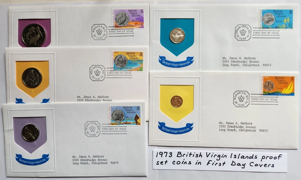 World Coin Lot:  1973 British Virgin Islands Proof Coins in First Day Covers - Image 1 of 1