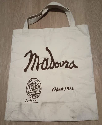 VALLAURIS MADOURA Large Tote Shopping Bag beige From France Historic Art Artsy - Image 1 of 4