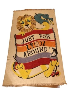 Cannon Just For LION Around Beach Towel Retro Trade Made 34” X 54” Vintage - Picture 1 of 12